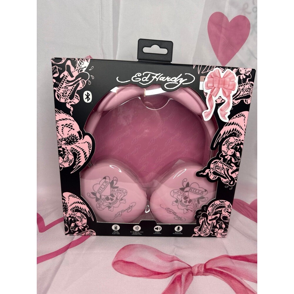 Pink Ed Hardy Wireless Headphones